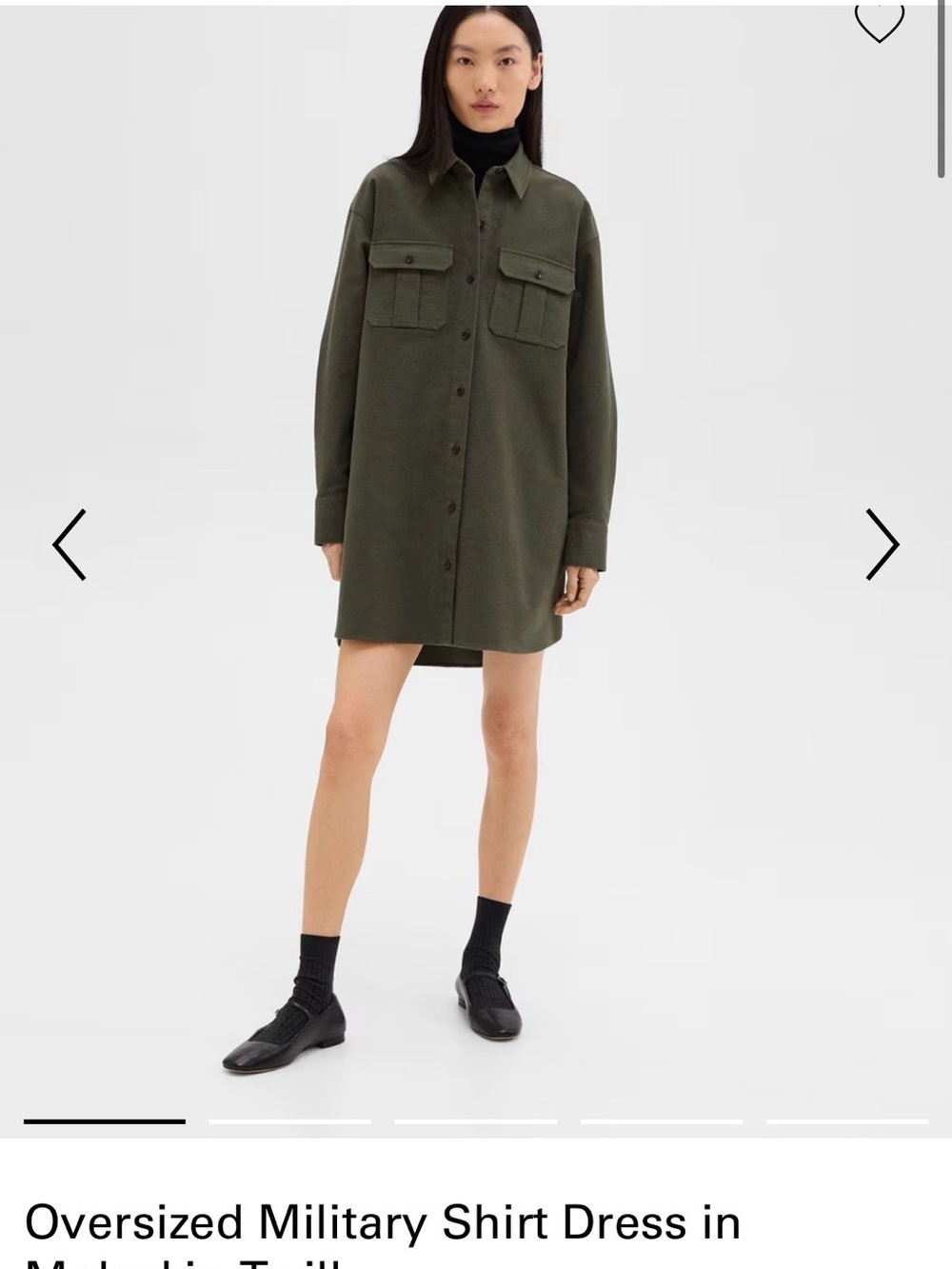 Theory Oversized Military Shirt Dress in
Moleskin Twill NWT